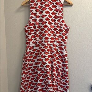 Red Lip Print Sleeveless Dress
